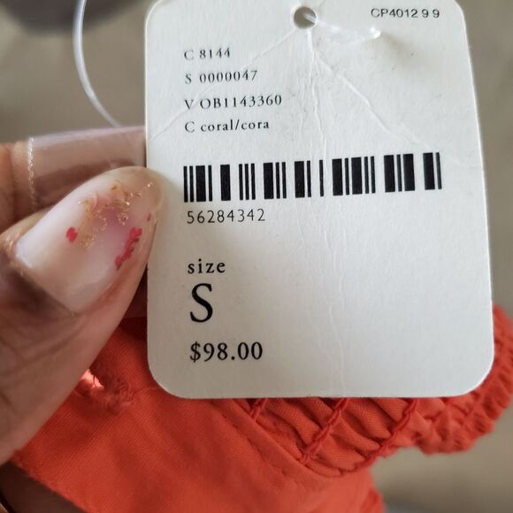 Free People Midi Dress Women Small Orange Sweetheart 100% Cotton Sleeveless NEW - Picture 7 of 10